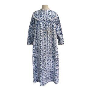 Bellepointe Women's Flannel Nightgown Blue White Floral Pajamas PJ's Cottagecore